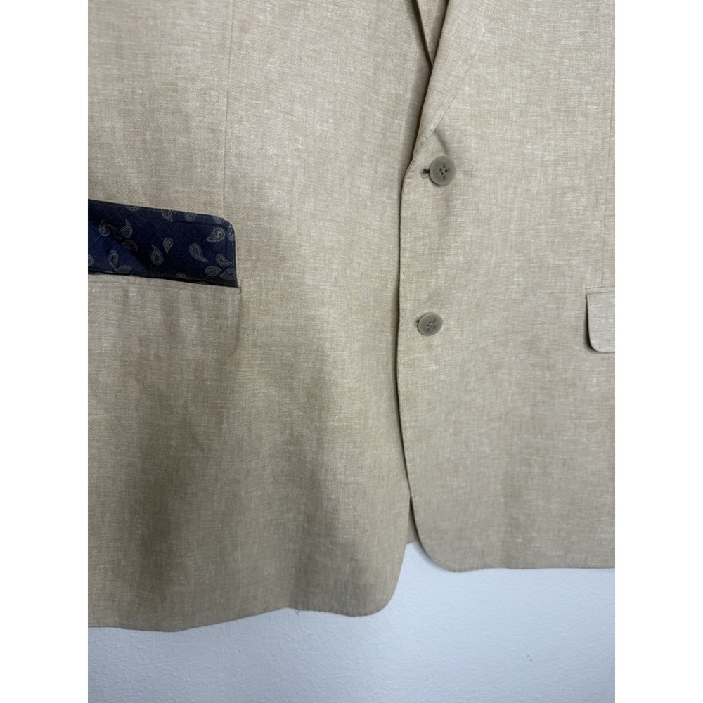 JOE Joe Abboud Mens 50 Long Slim Fit Beige Oatmeal Linen Cotton Blazer - Picture 5 of 12